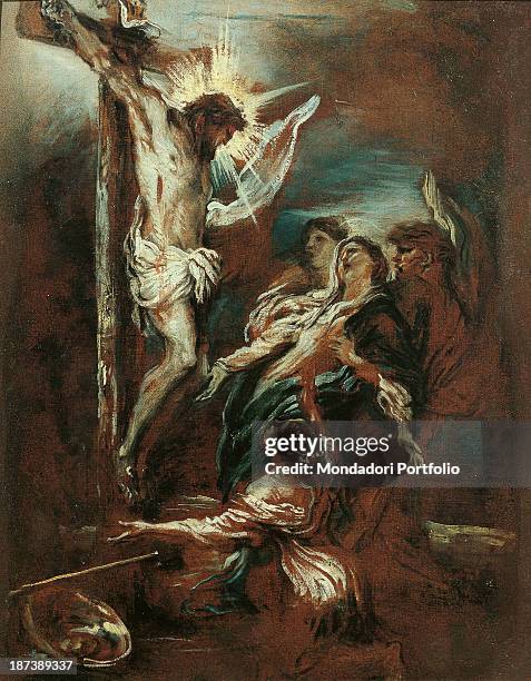 Italy, Liguria, Genoa, Galleria di Palazzo Bianco, All, Virgin Mary faints in front of Jesus Christ on the cross, Mary Magdalene and the apostle John...