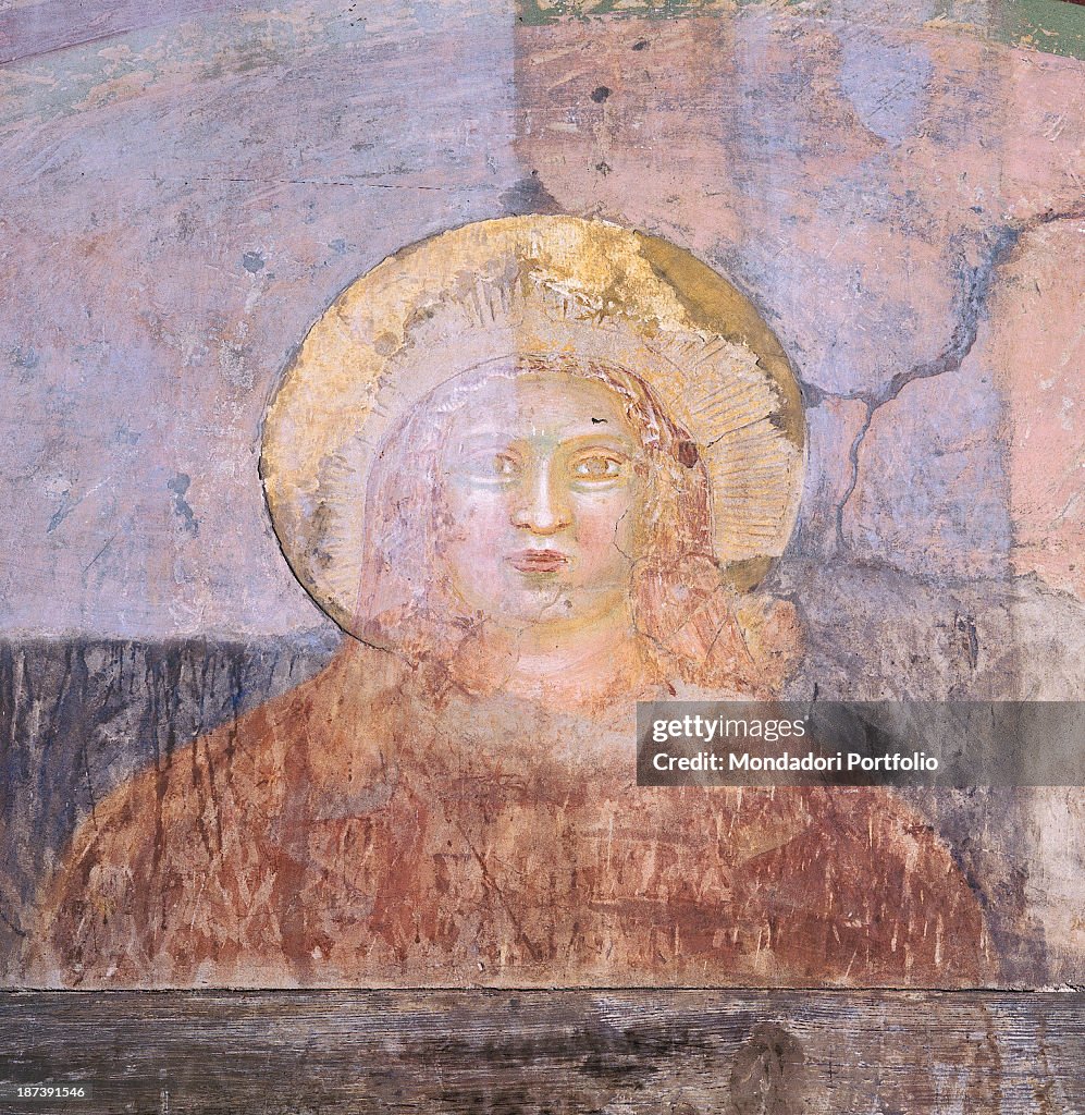 Head of the Madonna, by cerchia Giotto, 1315-1315 Century, fresco,
