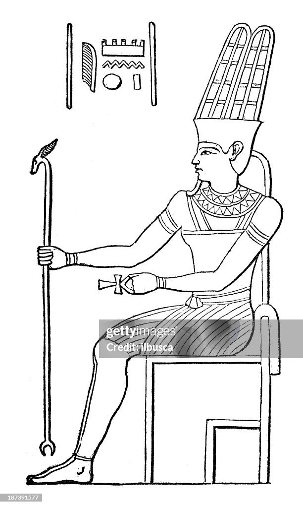 Antique illustration of Amun (Amon)