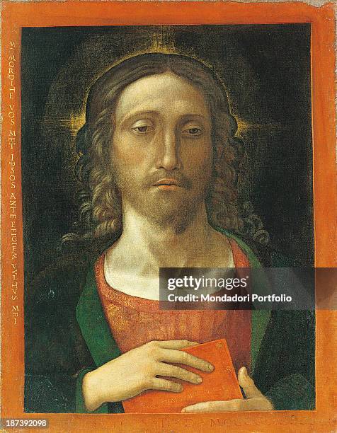 Italy, Emilia-Romagna, Correggio, Museo Civico Il Correggio - Palazzo dei Principi, All, Jesus Christ with a book in his hands, The frame bears an...