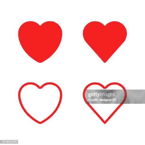 grunge heart icon set. - heart shape vector stock illustrations