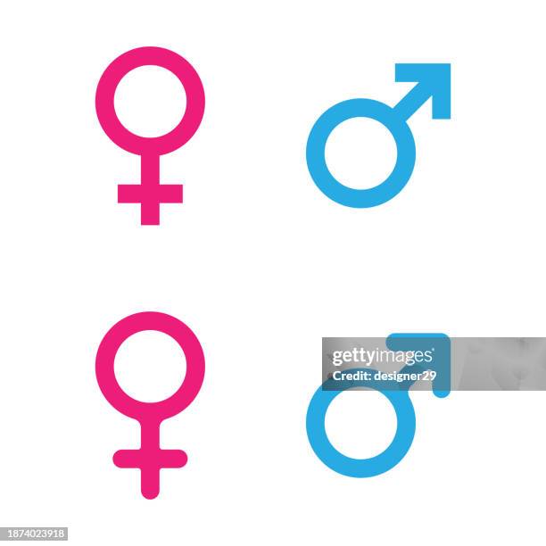 illustrations, cliparts, dessins animés et icônes de conception vectorielle de symboles de genre masculin et féminin. - représentation masculine