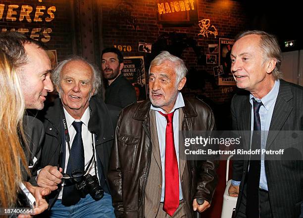 Michel Faury, head of BRI , journalist Christian Brincourt, legendary actor Jean-Paul Belmondo and lawyer Michel Godest share a light moment as they...