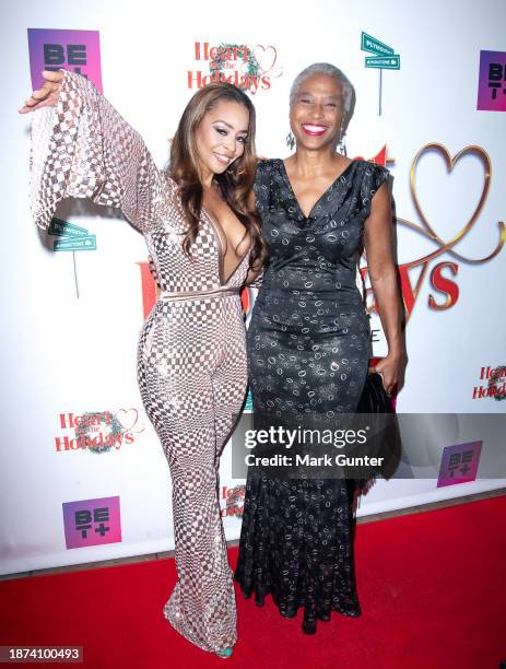 Erica Peeples and LaNell Cooper attend the red carpet for "Heart For The Holidays" LA Private Screening at The Landmark Westwood on December 21, 2023...