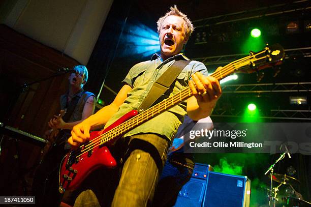 Ed bramford and Bass Player of Toseland perform at 02 Academy on November 8, 2013 in Leicester, England.