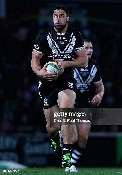 Jesse Bromwich of New Zealand in action during the Rugby League World Cup Group B match at Headingley Stadium on November 8, 2013 in Leeds, England.