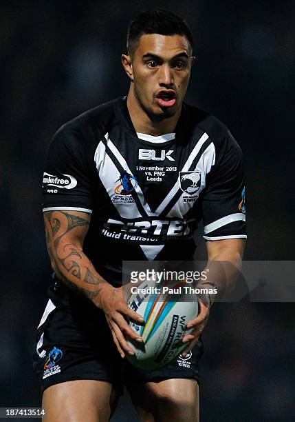 Dean Whare of New Zealand in action during the Rugby League World Cup Group B match at Headingley Stadium on November 8, 2013 in Leeds, England.
