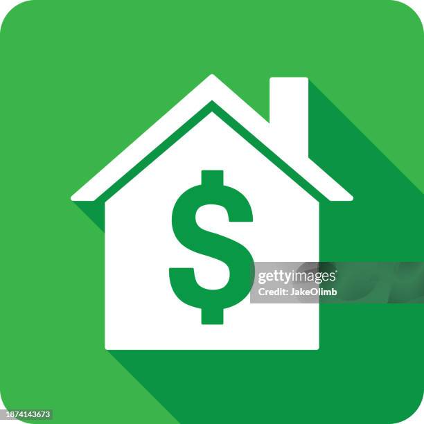 ilustraciones, imágenes clip art, dibujos animados e iconos de stock de silueta del icono del signo del dólar de la casa - símbolo monetario