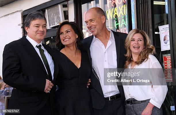 Actress Mariska Hargitay and siblings Mickey Hargitay Jr., Zoltan Hargitay and Jayne Marie Mansfield attend Mariska Hargitay's Star ceremony on The...