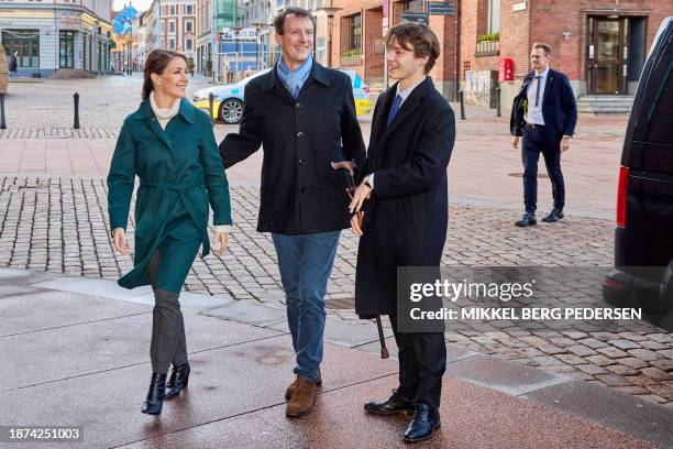 Prince Joachim of Denmark arrives with Princess Marie of Denmark and Count Felix of Monpezat and other members of the Danish royal family for High...