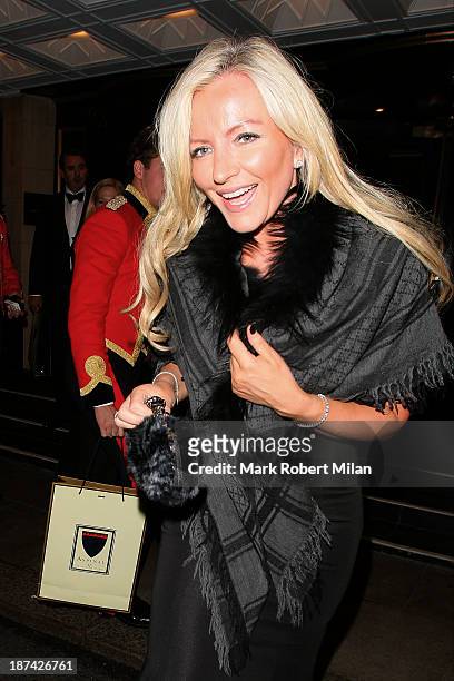 Michelle Mone leaves the Dorchester hotel on November 8, 2013 in London, England.