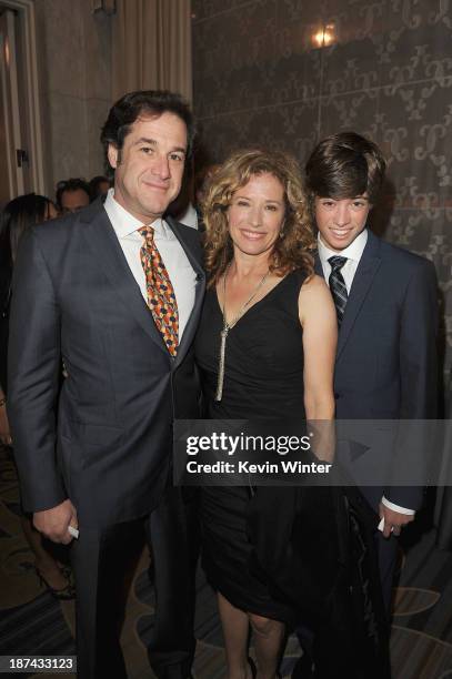 Actress Nancy Travis with husband Robert N. Fried and son Benjamin Fried attend International Medical Corps Annual Awards Celebration at Regent...