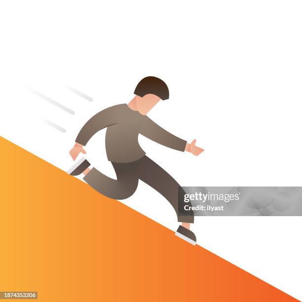 vector character sliding down - ski humour 幅插畫檔、美工圖案、卡通及圖標