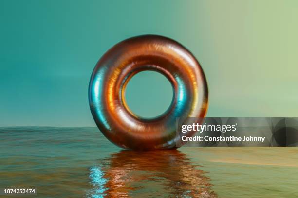 Shiny Mystical Torus Floating On Water High-Res Stock Photo
