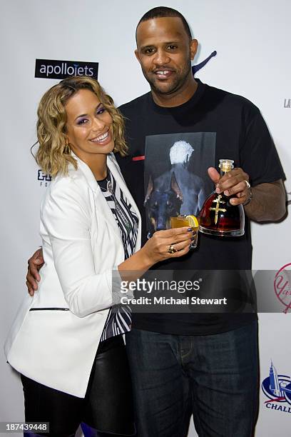 Amber Sabathia and New York Yankees player CC Sabathia attend the PitCCh In Foundation 2013 Challenge Rules Party at Luxe at Lucky Strike Lanes on...