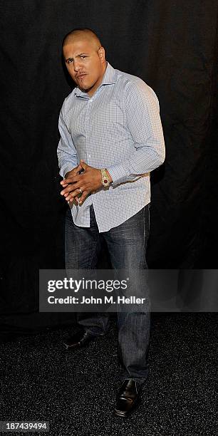 Two time world boxing champion Fernando Vargas poses for pictures at the Getty Images offices on November 8, 2013 in Los Angeles, California.