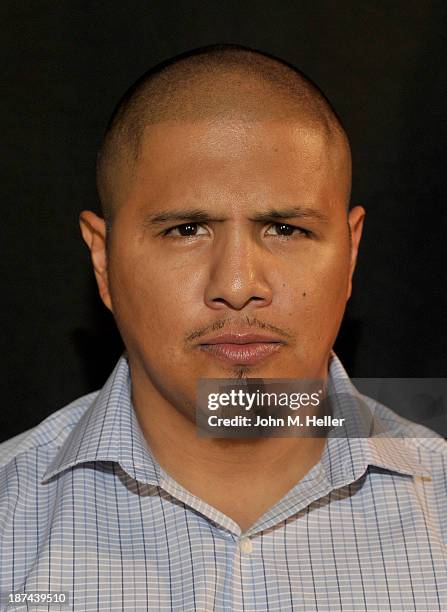 Two time world boxing champion Fernando Vargas poses for pictures at the Getty Images offices on November 8, 2013 in Los Angeles, California.