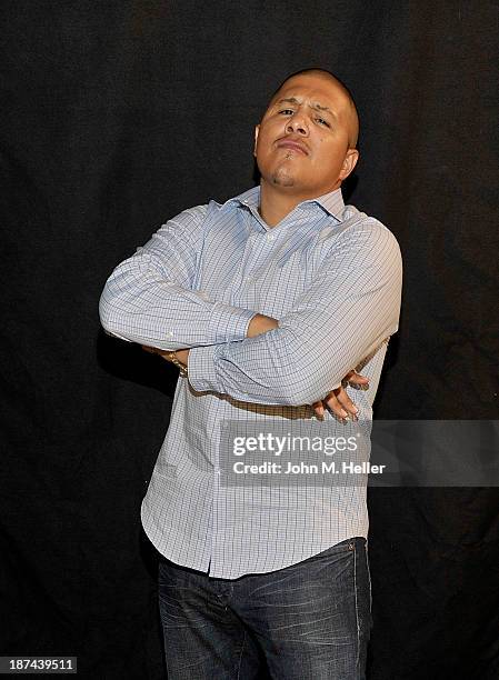 Two time world boxing champion Fernando Vargas poses for pictures at the Getty Images offices on November 8, 2013 in Los Angeles, California.