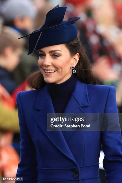 Catherine, Princess of Wales attends the Christmas Morning Service at Sandringham Church on December 25, 2023 in Sandringham, Norfolk.