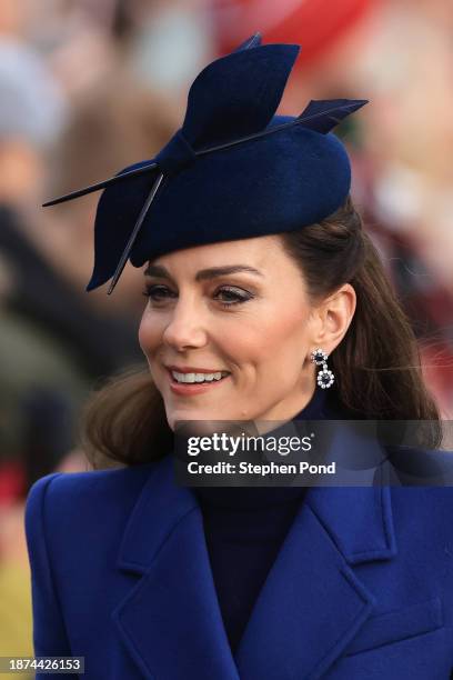 Catherine, Princess of Wales attends the Christmas Morning Service at Sandringham Church on December 25, 2023 in Sandringham, Norfolk.