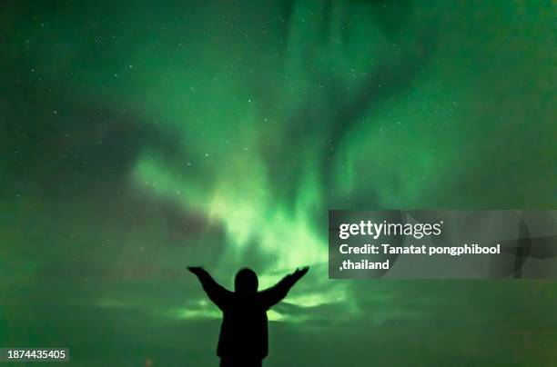 the magical dance of the northern lights at murmansk in russia - murmansk stock pictures, royalty-free photos & images