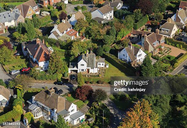 large suburban houses from above - leeds aerial stock pictures, royalty-free photos & images