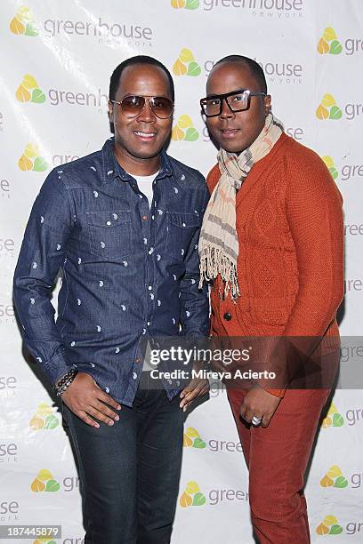 Von Boozier Twins attend "Americas Next Top Model - Boys vs Girls" Cycle 20 Season Finale Party at Greenhouse on November 8, 2013 in New York City.