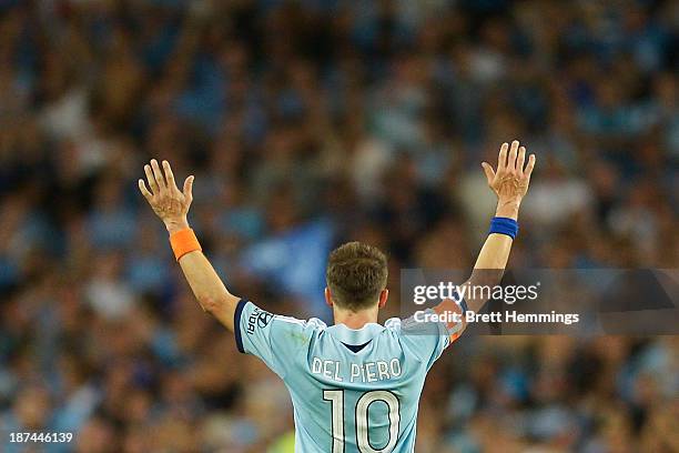 Alessandro Del Piero of Sydney FC in action during the round five A-League match between Sydney FC and the Melbourne Victory at Allianz Stadium on...