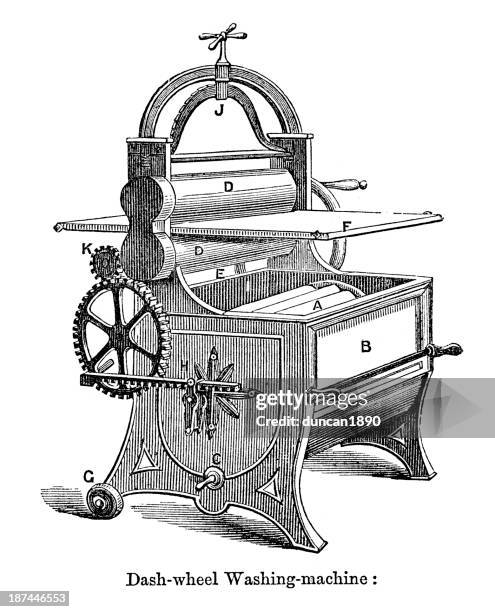 dash wheel washing machine - antique washing machine stock illustrations