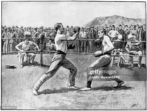 boxing match - vintage boxing stock illustrations