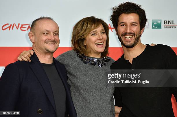 Director Marco Simon Puccioni, actors Valeria Golino and Francesco Scianna attend the 'Come Il Vento Photocall' Photocall during the 8th Rome Film...