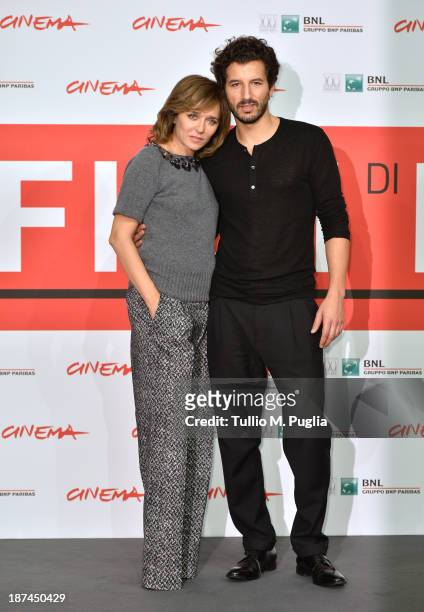 Valeria Golino and Francesco Scianna attend the 'Come Il Vento Photocall' Photocall during the 8th Rome Film Festival at the Auditorium Parco Della...