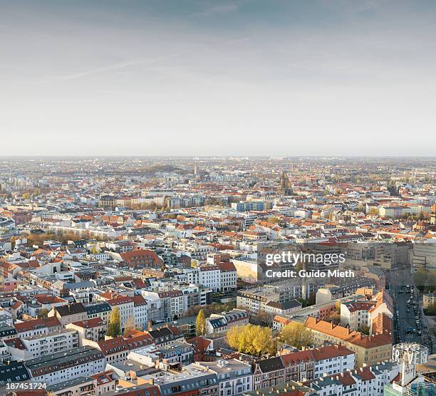 arial view of city. - berlin aerial stock pictures, royalty-free photos & images