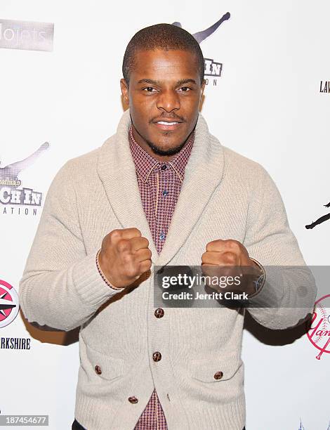 Boxer Hino Ehikhamenor attends the PitCCh In Foundation 2013 Challenge Rules Party at Luxe at Lucky Strike Lanes on November 8, 2013 in New York City.