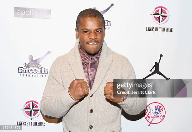 Boxer Hino Ehikhamenor attends the PitCCh In Foundation 2013 Challenge Rules Party at Luxe at Lucky Strike Lanes on November 8, 2013 in New York City.
