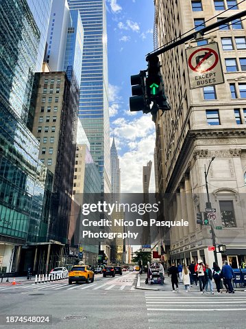 Street view of the 42th with Chrysler building at midtown Manhattan, New York City, USA