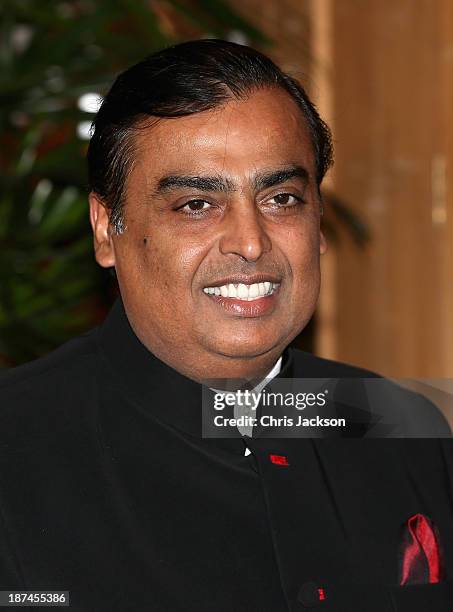 Mukesh Ambani at the British Asian Trust Reception on day 4 of an official visit to India on November 9, 2013 in Mumbai, India. This will be the...