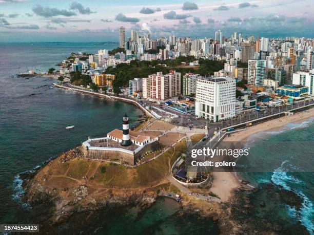 panoramic view on coastline of salvador da bahia - salvador bahia bildbanksfoton och bilder