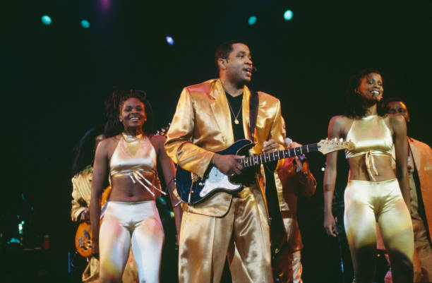 Earth, Wind & Fire perform on stage at the Vienna Jazz Festival, Austria, circa 1990.