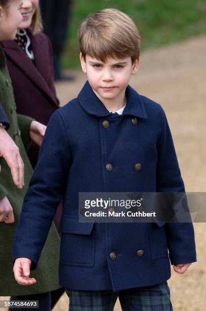 Prince Louis of Wales attends the Christmas Day service at St Mary Magdalene Church on December 25, 2023 in Sandringham, Norfolk.