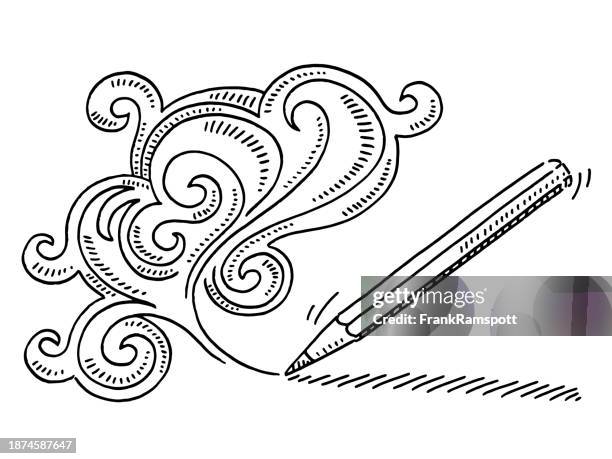 creativity swirls pencil drawing - idea sketch stock illustrations
