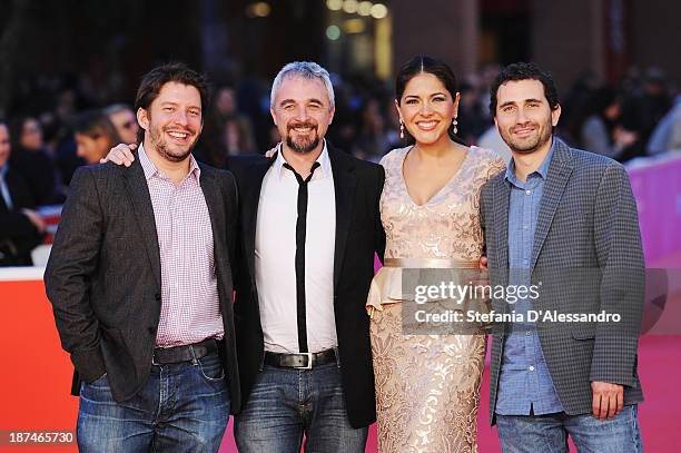 Producer Julian Levin with director Michael Rowe and actress Tania Arredondo and producer Arturo Sampson attend 'Manto Acuifero' Premiere And...