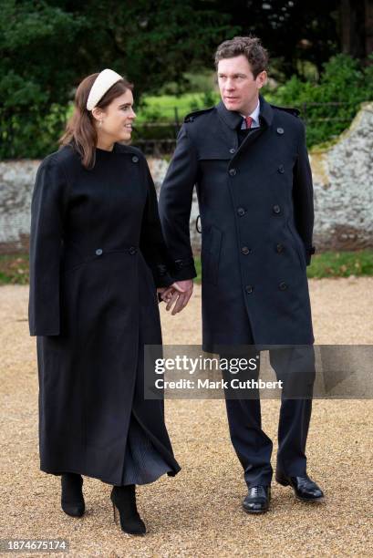 Princess Eugenie and Jack Brooksbank attend the Christmas Day service at St Mary Magdalene Church on December 25, 2023 in Sandringham, Norfolk.