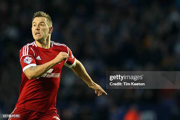 Nottingham Forest's Simon Cox during the Sky Bet Championship match between Leicester City and Nottingham Forest at The King Power Stadium on...