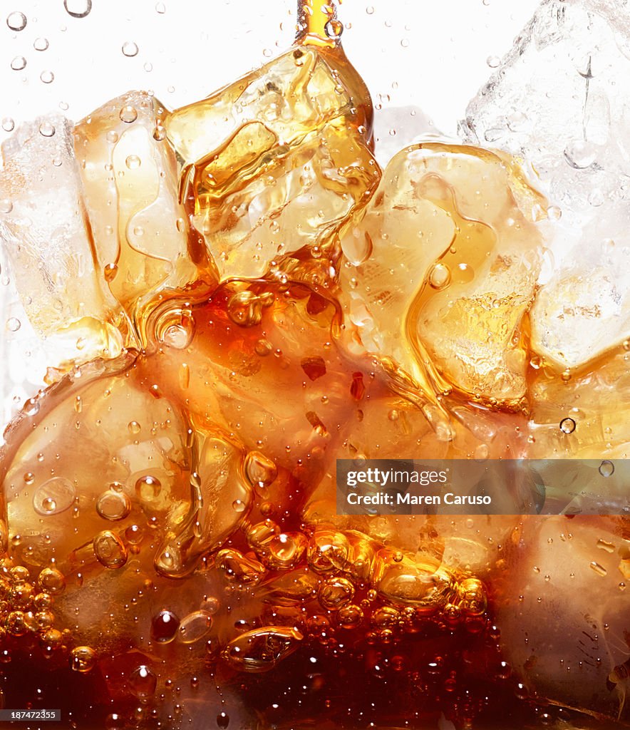 Close Up of Coffee Pour Over Ice Cubes