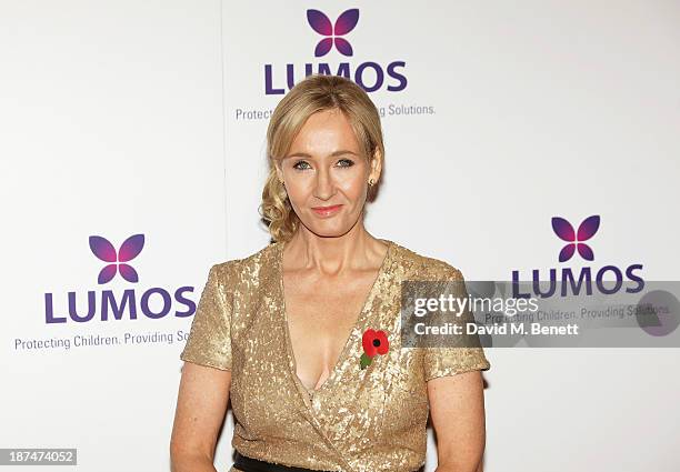 Rowling attends the Lumos fundraising event hosted by J.K. Rowling at The Warner Bros. Harry Potter Tour on November 9, 2013 in London, England.