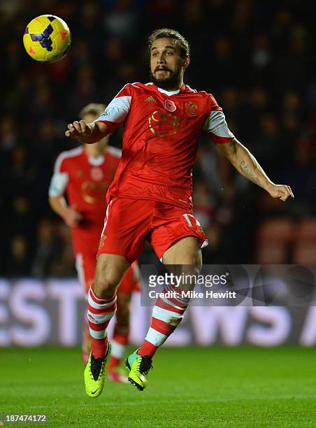 Daniel Osvaldo of Southampton in action during the Barclays Premier League match between Southampton and Hull City at St Mary's Stadium on November...