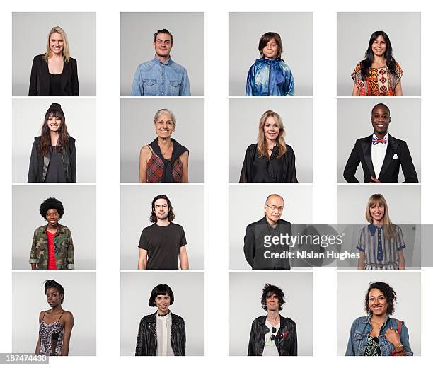 portraits of group of people - senior woman smiling at camera portrait stock-fotos und bilder