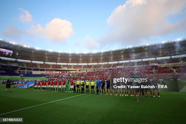 General view inside the stadium as players of both side's line up prior to the FIFA Club World Cup Saudi Arabia 2023 - 3rd Place match between Urawa...