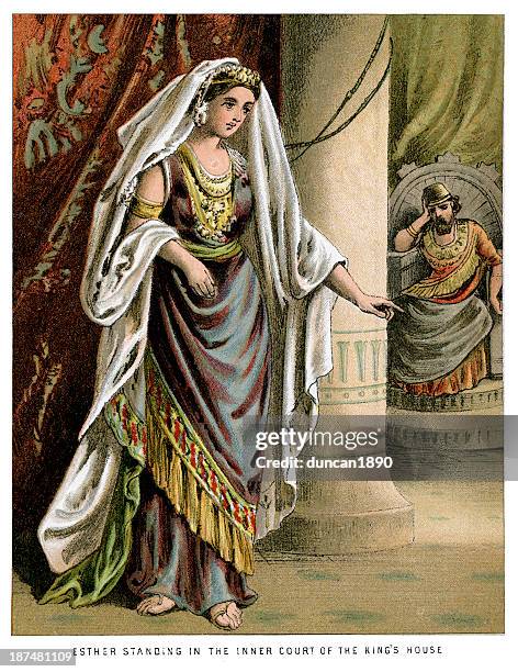 esther standing in the inner court - iranian culture 幅插畫檔、美工圖案、卡通及圖標